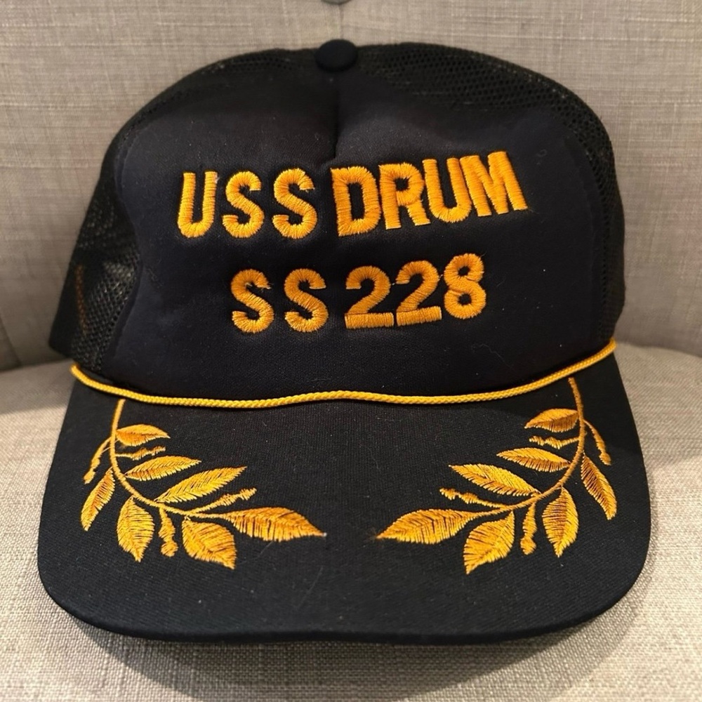 Black and Gold USS Drum Cap
